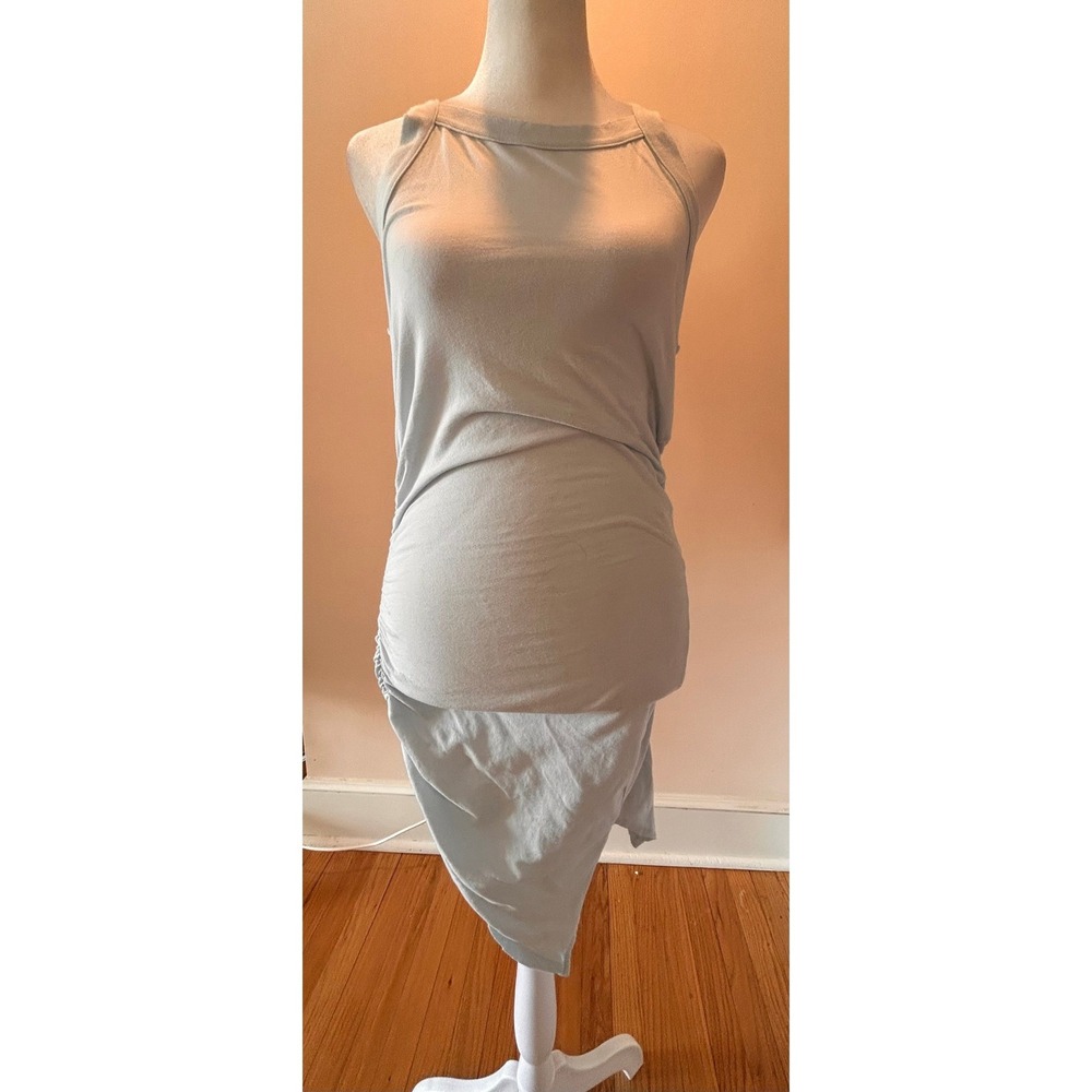 NWT N:Philanthropy Light Blue Ruched Bodycon Dress Asymmetrical Hem Small